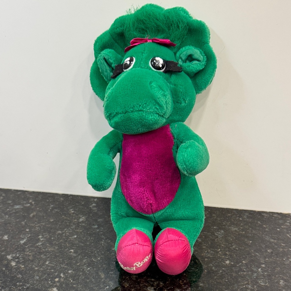 Vintage Plush 1992 Barney 14" Green Dinosaur Standing Baby Bop